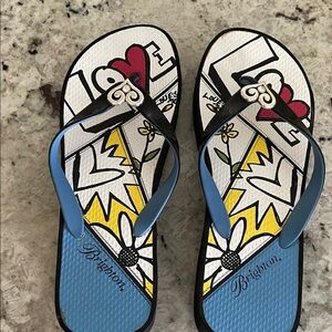 Brighton Blue and Yellow Love Flip Flops